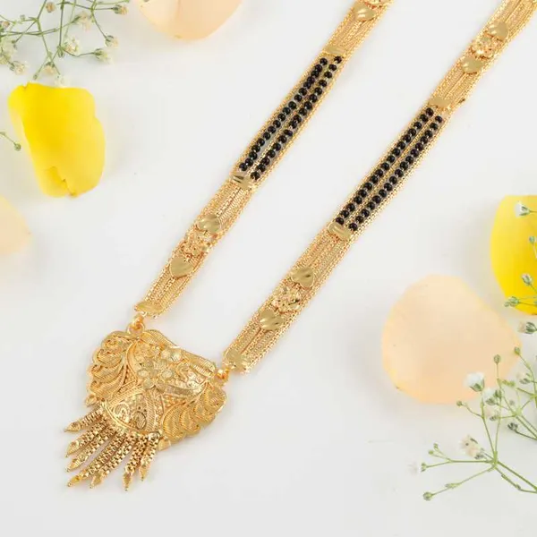 Combo_Of_3_Pcs_Ethnic_Traditional_One_Gram_Gold_Glorious_Maharashtrian_Style_Long_Chain_Black_Beads_30_Inch_And_18_Inch_Short